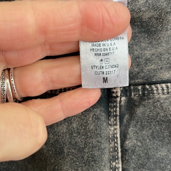 Acid Wash pull on Pants-pretty detail. Artsy pant slight bell bottom Charcoal M - Picture 5 of 7